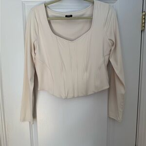 Express Cream Long Sleeve Corset Top